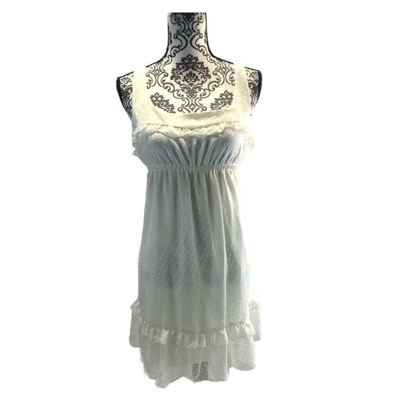 NWT SAM&MAX OFF WHITE SHEER POKADOT DRESS - Picture 4 of 10